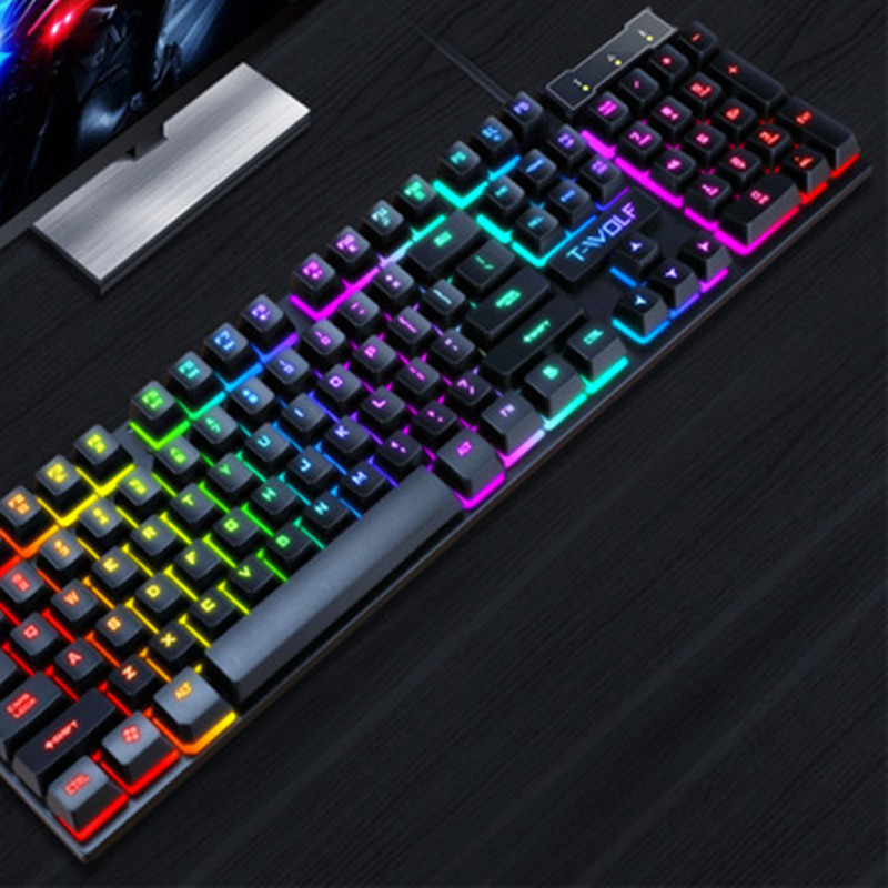 Teclado para juegos de Nueva Zelanda: luminoso, con cable USB y sensación de manipulación flotante