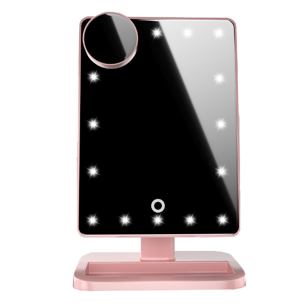 Espejo de maquillaje LED y Bluetooth