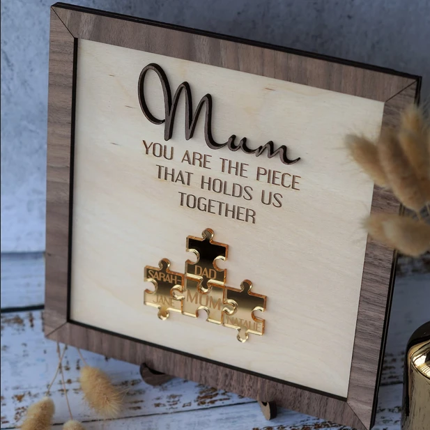 Maravilloso letrero de rompecabezas de madera personalizado