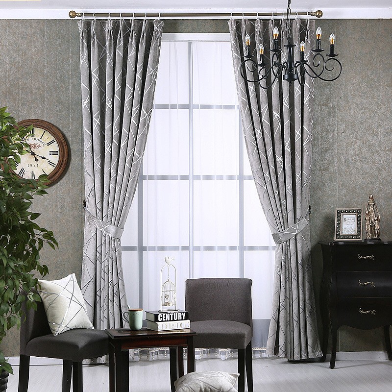 Cortinas opacas de chenilla de lujo modernas