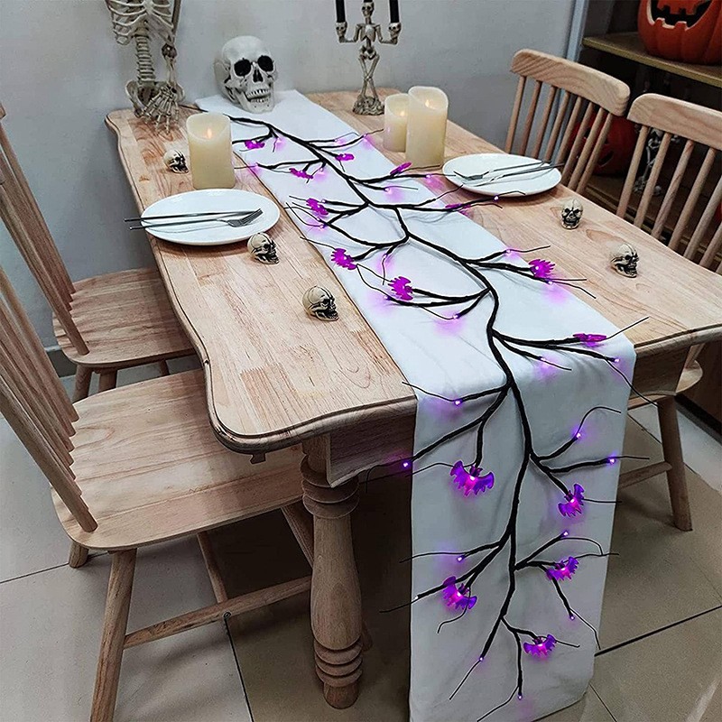 Luces LED de sauce encantado con diseños de murciélagos y calabazas de dibujos animados