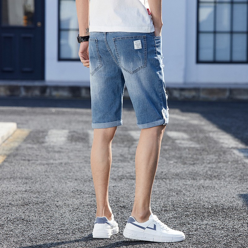Pantalones cortos vaqueros holgados con agujeros para hombre