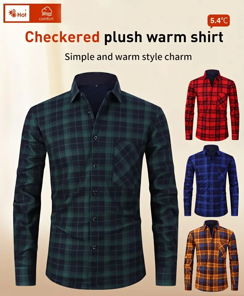 Camisa de franela a cuadros para hombre