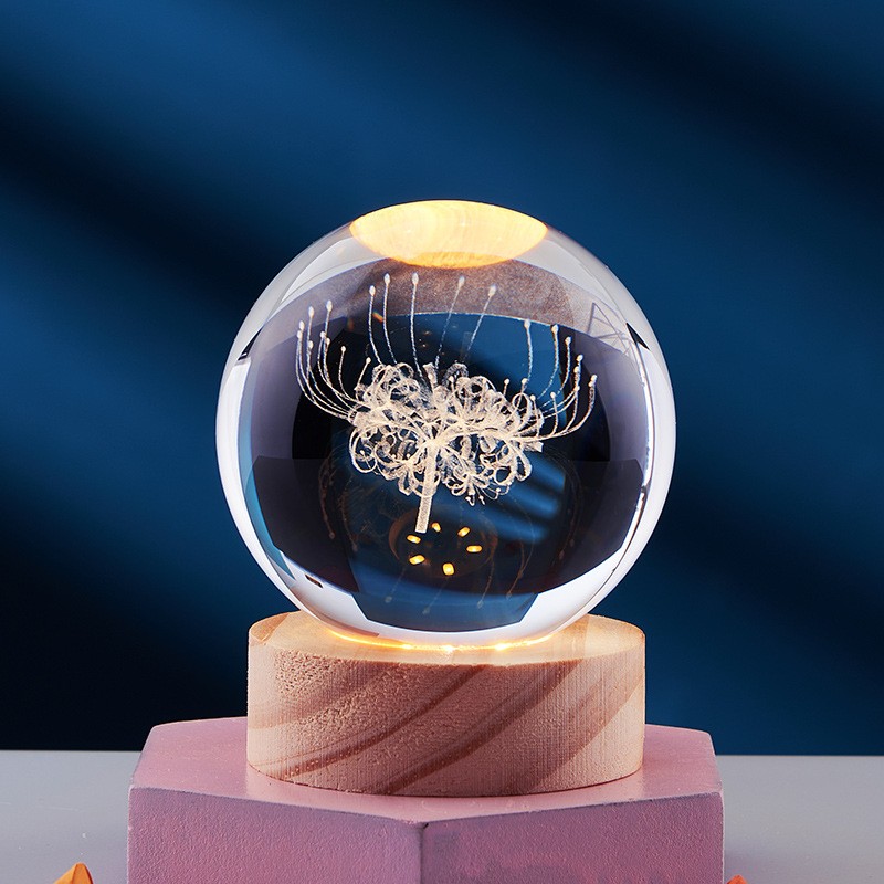 Luz nocturna con globo del sistema solar de cristal 3D