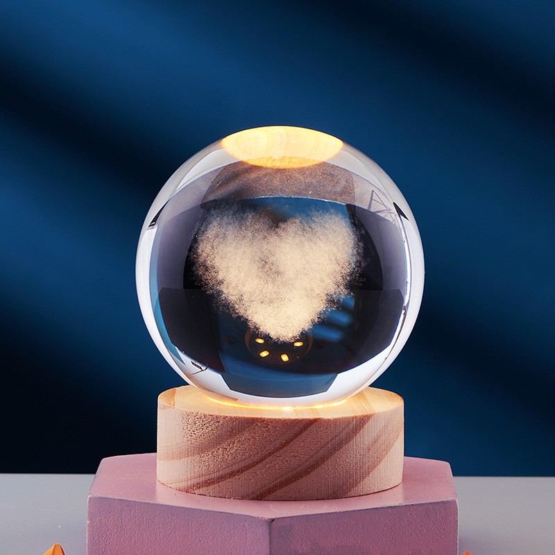 Luz nocturna con globo del sistema solar de cristal 3D