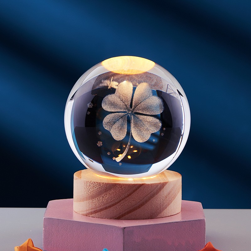 Luz nocturna con globo del sistema solar de cristal 3D