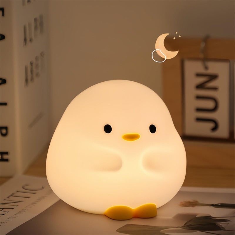 Lámpara de noche LED de silicona con dibujos animados - Recargable por USB, sensor táctil, temporizador - Regalo infantil y decoración del hogar