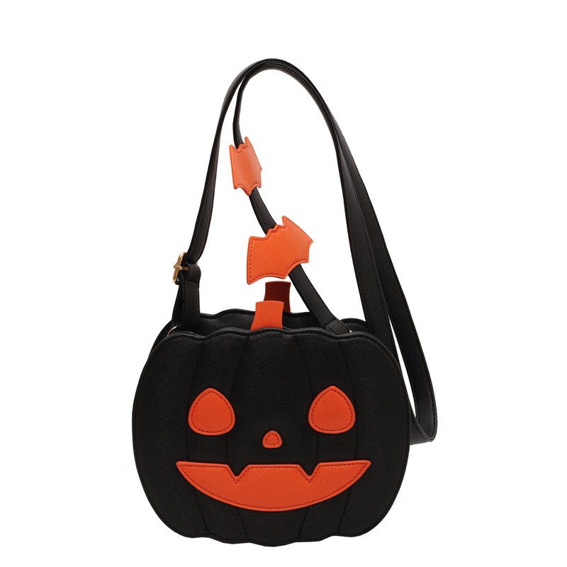 Bolso bandolera de calabaza y murciélago de Halloween