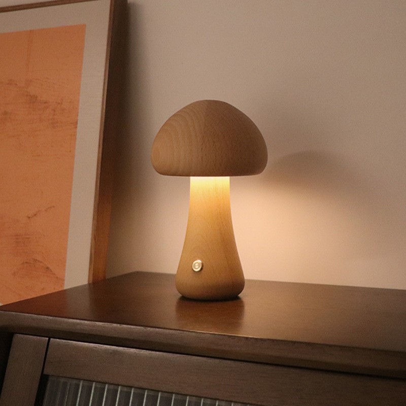 Luz nocturna LED con forma de hongo de madera GlowMush
