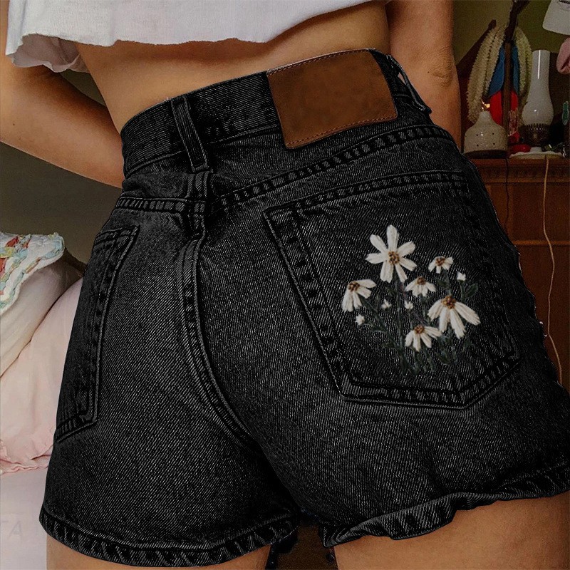 Shorts vaqueros con estampado retro SunSplash