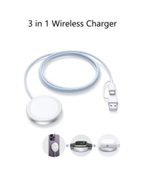 Cargador inalámbrico 3 en 1 para teléfono, Apple Watch y Airpods