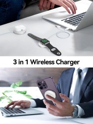Cargador inalámbrico 3 en 1 para teléfono, Apple Watch y Airpods