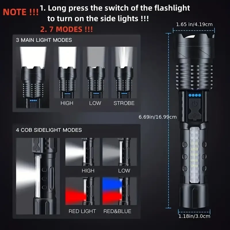 Potente linterna LED recargable de alta luminosidad