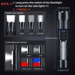 Potente linterna LED recargable de alta luminosidad