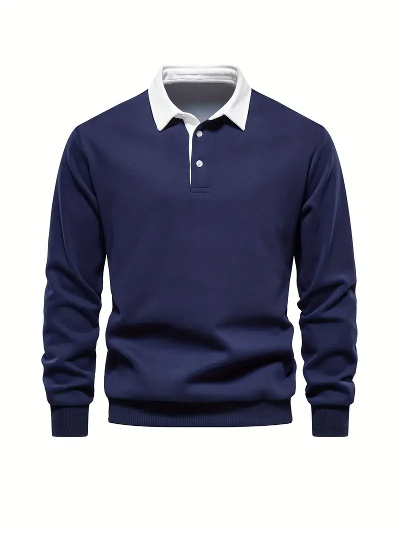 Suéter de mezcla de algodón con bloques de colores retro para hombre