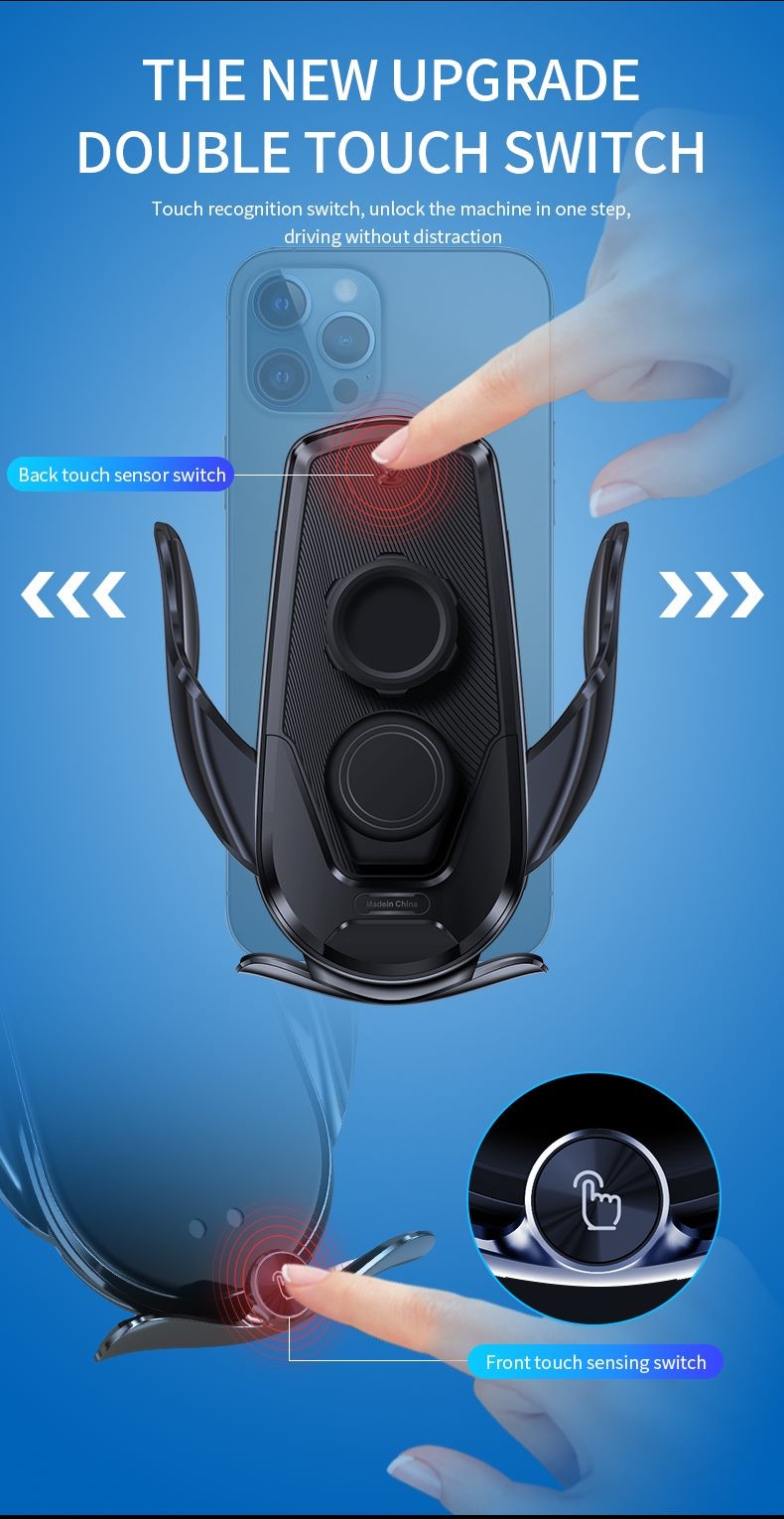 Cargador inalámbrico para coche, carga rápida, soporte para rejilla de ventilación y salpicadero