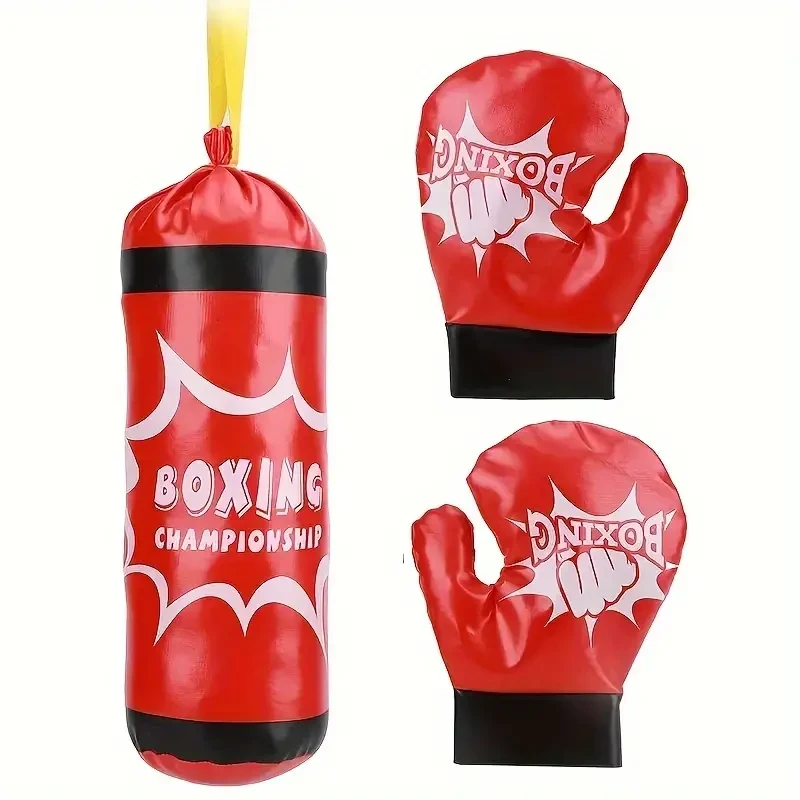 Set de boxeo con saco de arena y guantes deportivos para niños