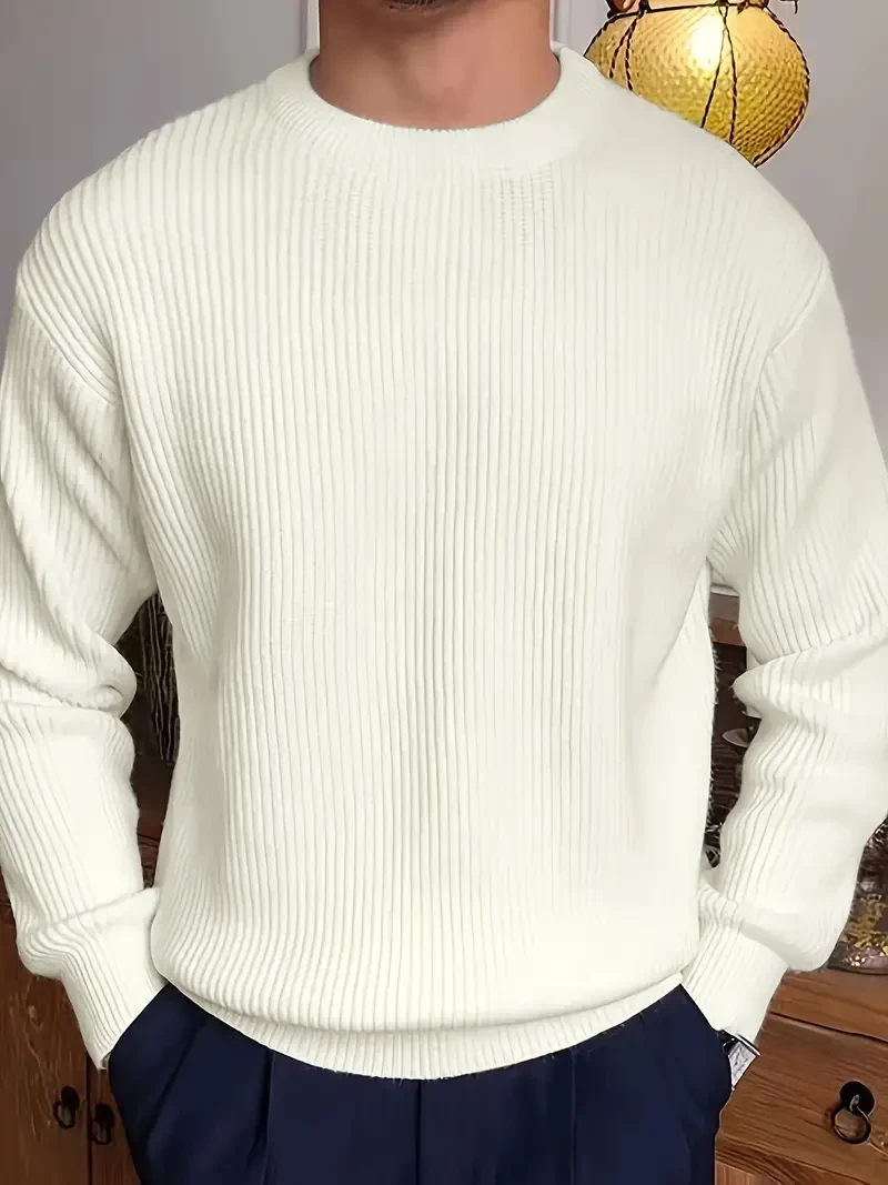 Suéter clásico de punto de color liso para hombre