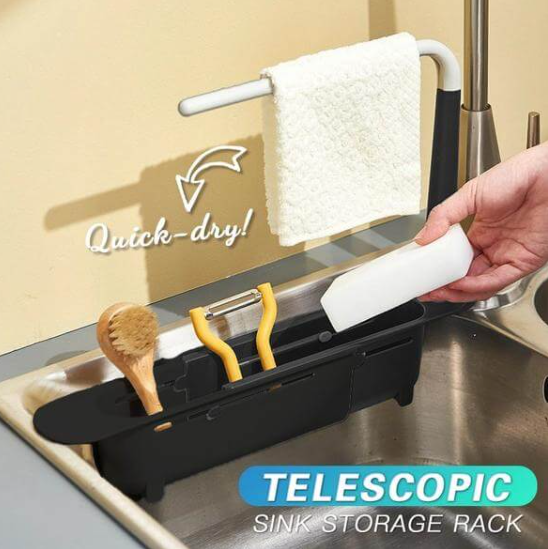 Estante telescópico para almacenamiento de fregadero