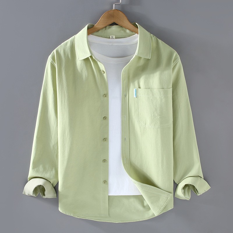 Camisa de algodón de manga larga para hombre