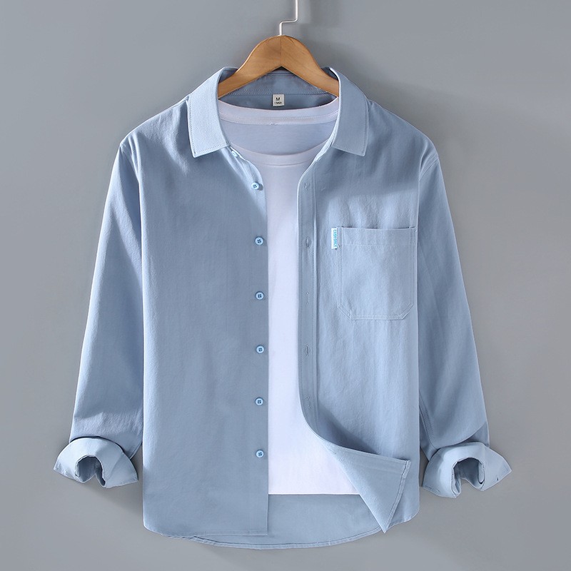 Camisa de algodón de manga larga para hombre