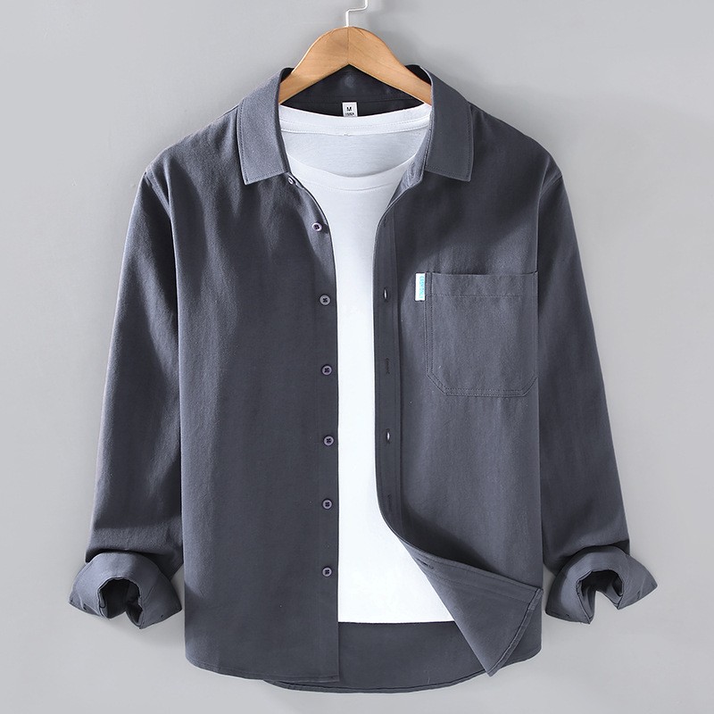 Camisa de algodón de manga larga para hombre