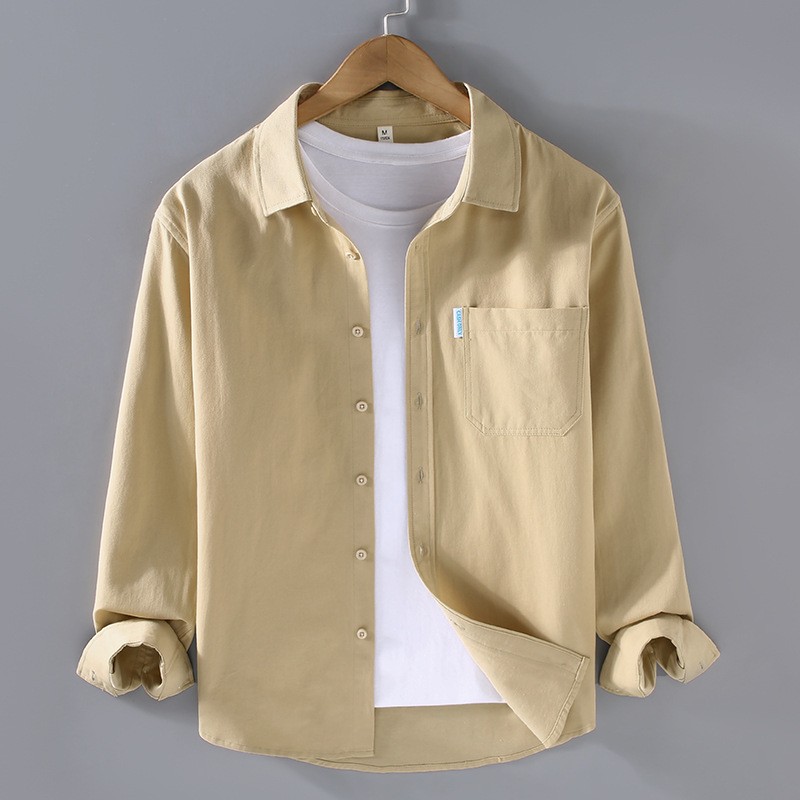Camisa de algodón de manga larga para hombre