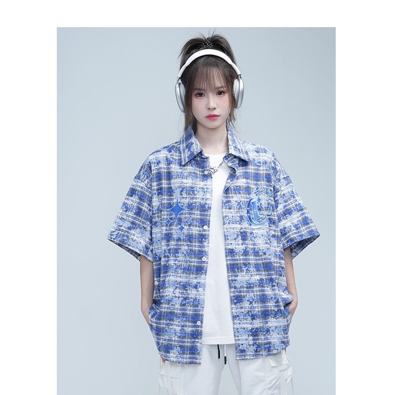 Abrigo camisero tie-dye con puños desmontables