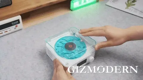Altavoz tocadiscos retro inalámbrico con despertador