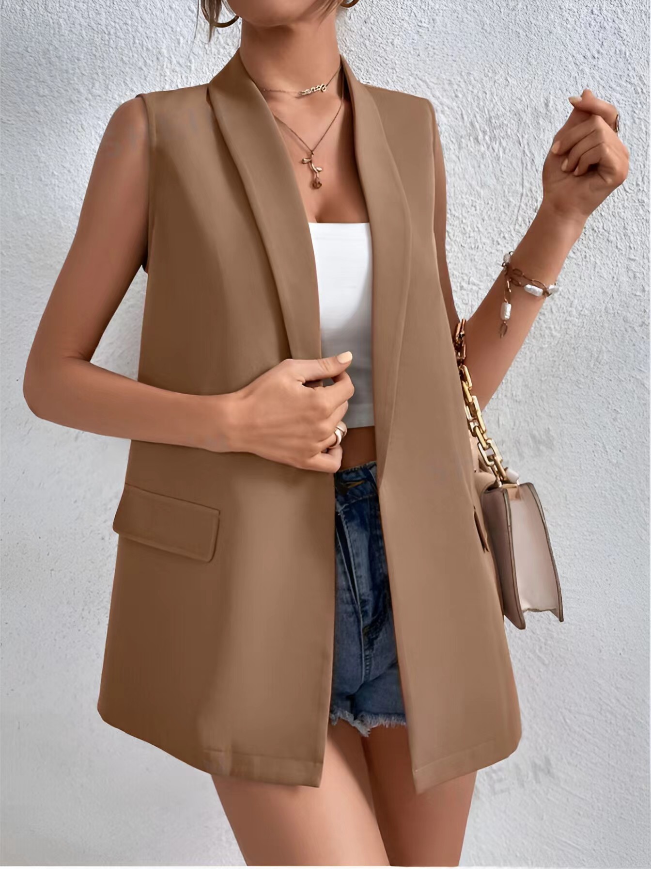 Chaleco de traje de viaje para mujer sin hebilla