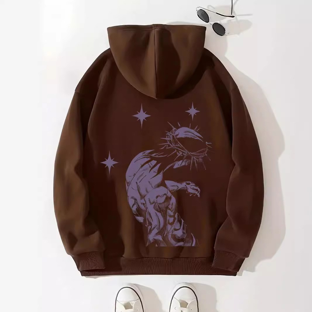 Sudadera con capucha y estampado de cruces cepilladas para mujer