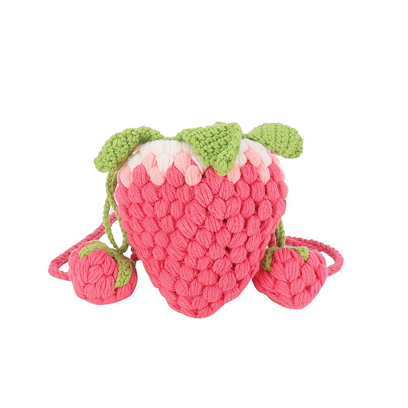 Bolso de crochet de lana con degradado Strawberry Delight