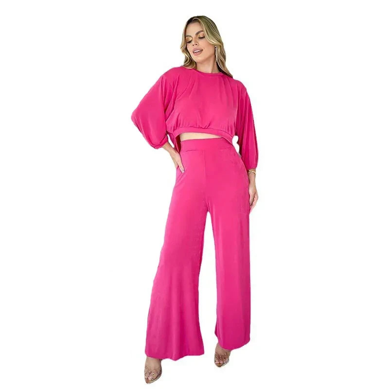 Conjunto casual de pantalones de pierna ancha