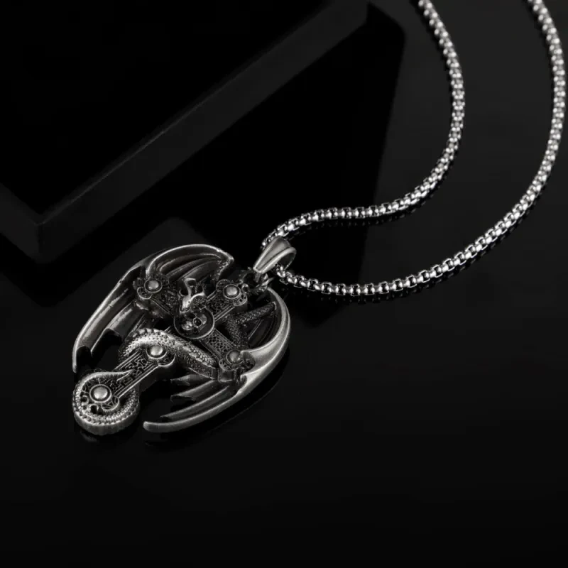 Cadena de suéter con colgante retro de acero inoxidable para hombre