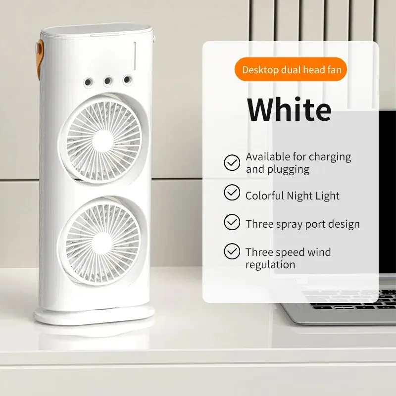 Humidificador portátil con ventilador de pulverización de doble extremo