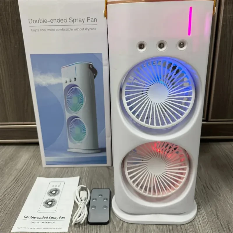 Humidificador portátil con ventilador de pulverización de doble extremo