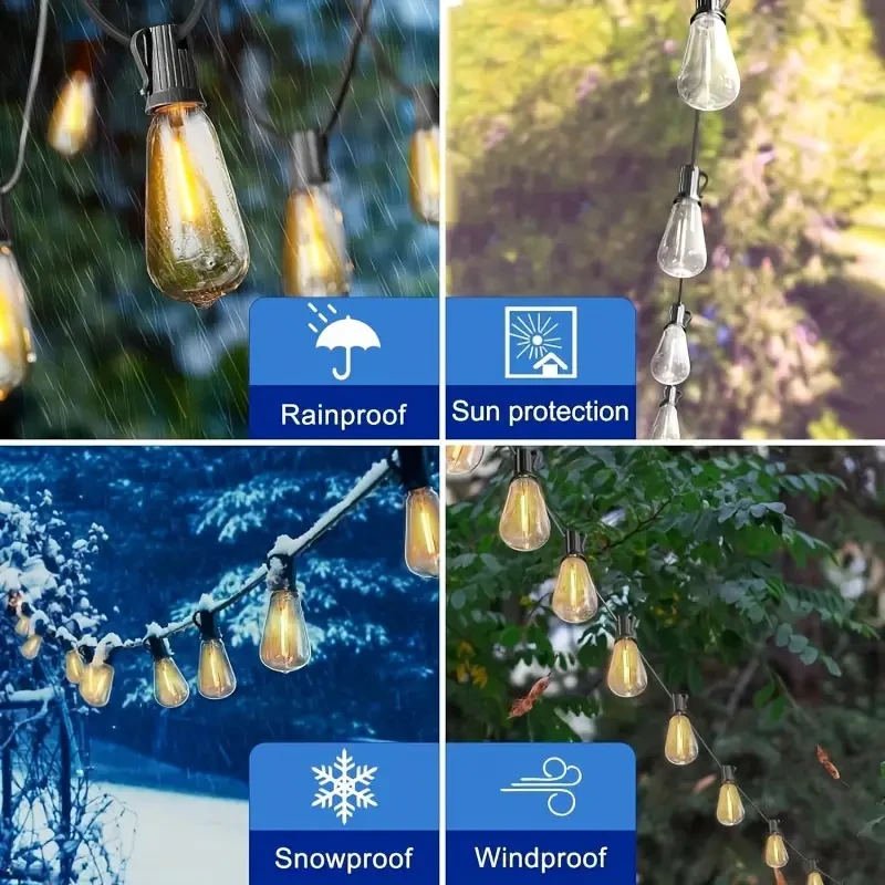 Luces de cadena con bombillas LED solares Edison