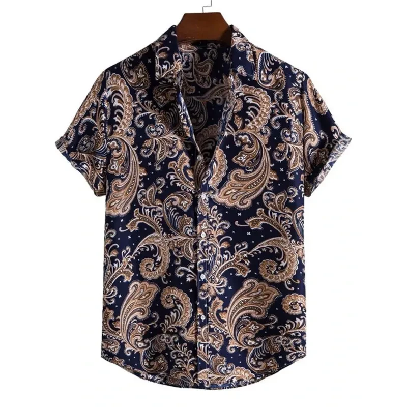Camisa hawaiana vintage holgada y transpirable para hombre