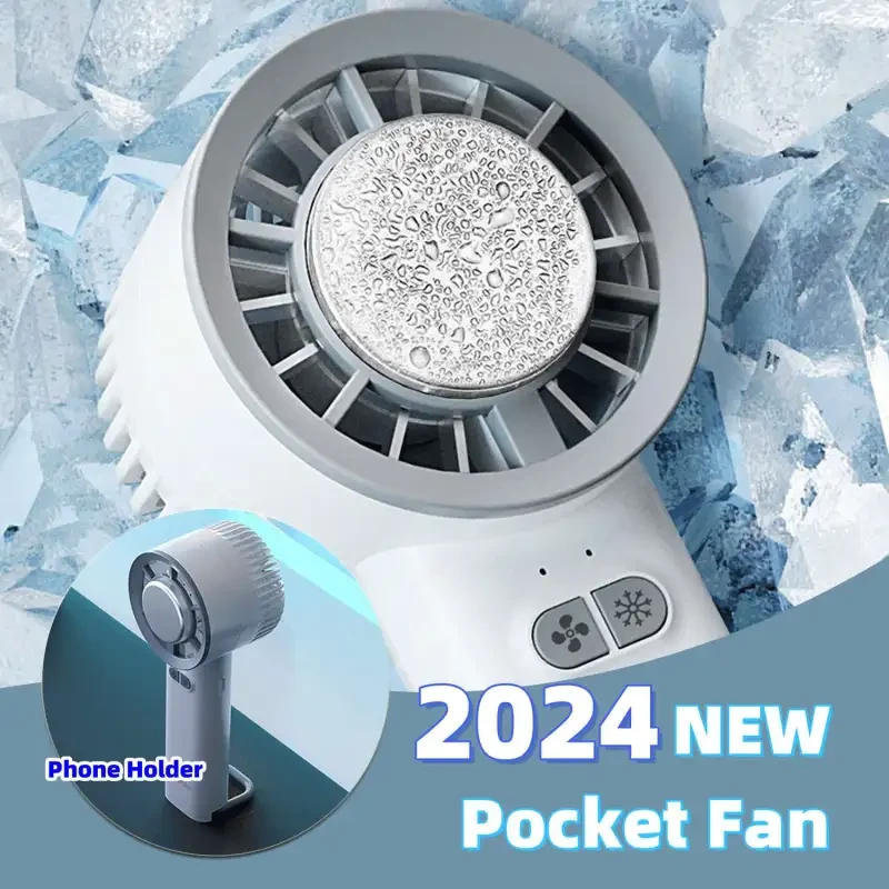 Mini ventilador portátil de mano Turbo Jet, dispositivo de verano 2024, para enfriar el hielo