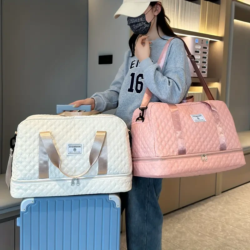 Bolsa de viaje ultraligera de gran capacidad con diseño de rombos