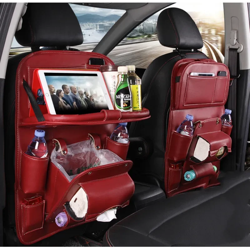 Bolsa de almacenamiento para coche con bandeja multifunción para el respaldo del asiento