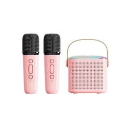 Altavoz Bluetooth con dos micrófonos inalámbricos y espectáculo de luces RGB