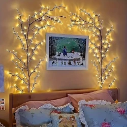 Lámpara de pared LED de rama de árbol regulable en amarillo cálido