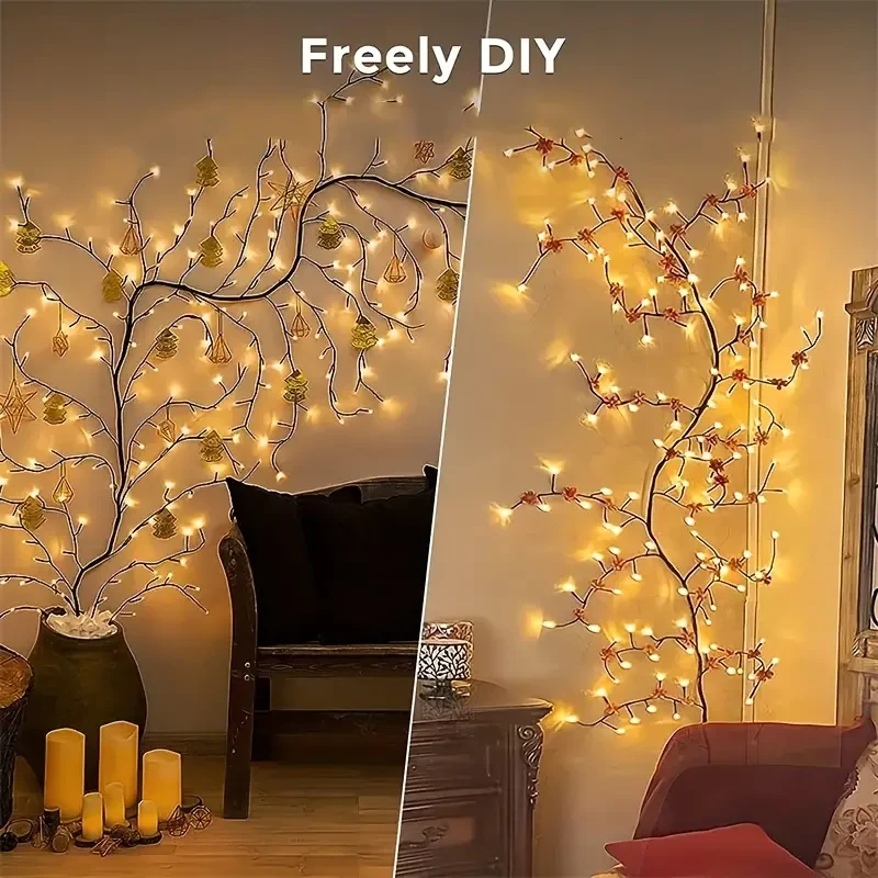Lámpara de pared LED de rama de árbol regulable en amarillo cálido