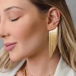 Pendientes colgantes con borlas de cadena dorada