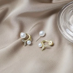 Deslumbrantes pendientes de perlas con forma de cola de sirena