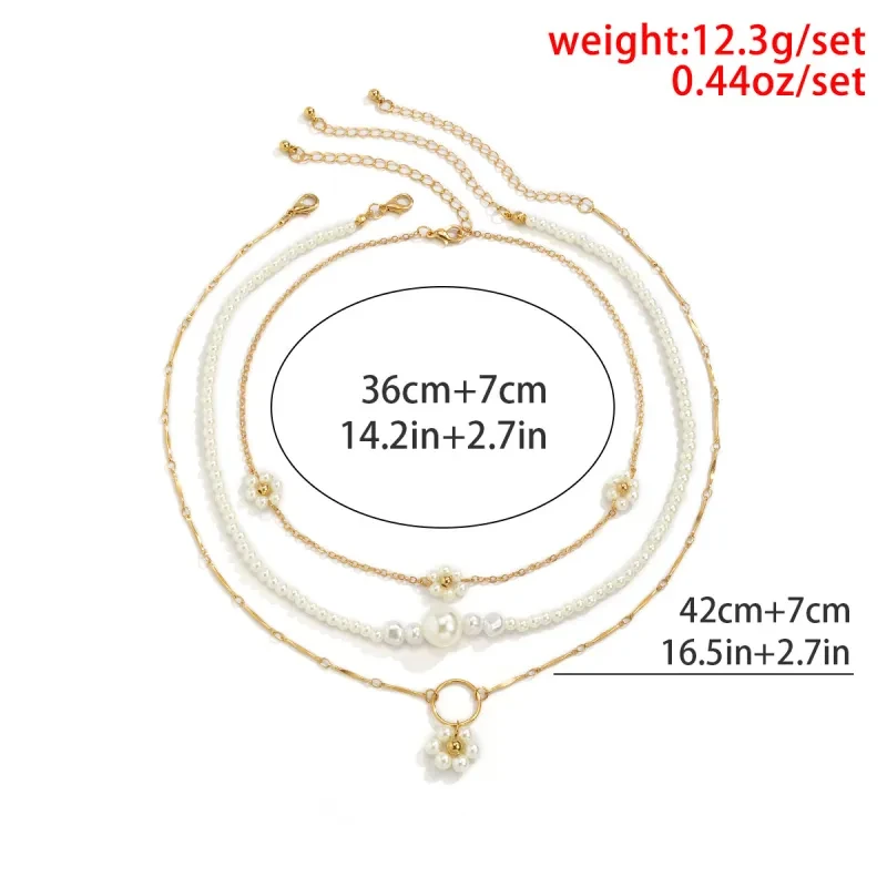 Collar de clavícula con perlas de imitación y flores vintage