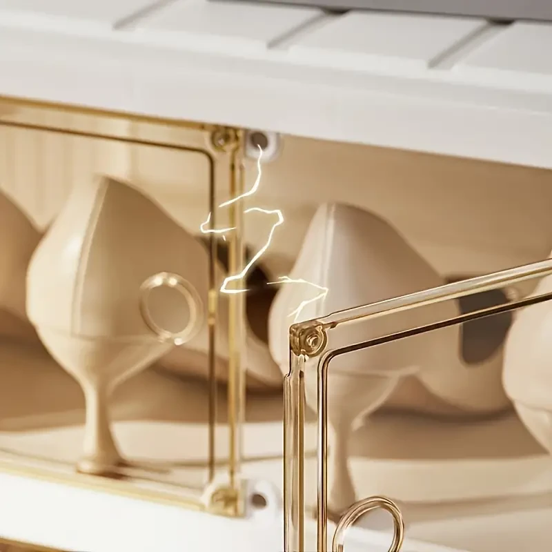 Zapatero plegable de 9 capas con puerta transparente, resistente al polvo y fácil de instalar, ideal para sala de estar.