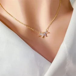 Collar minimalista de pétalos de flores brillantes de joyería de moda