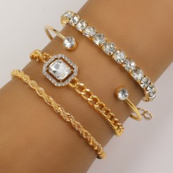 Conjunto de 4 pulseras de cristal de joyería de moda con diseño bohemio
